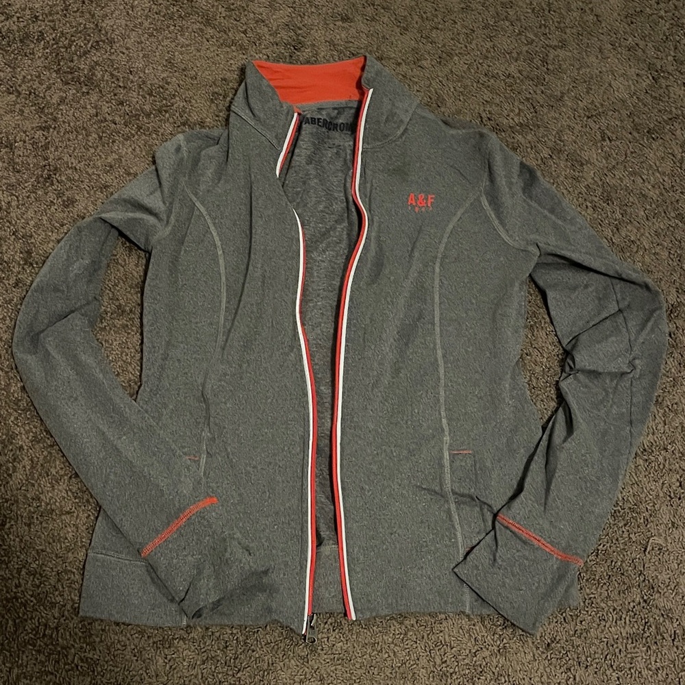 Abercrombie & Fitch Gray Jacket with Orange Trim